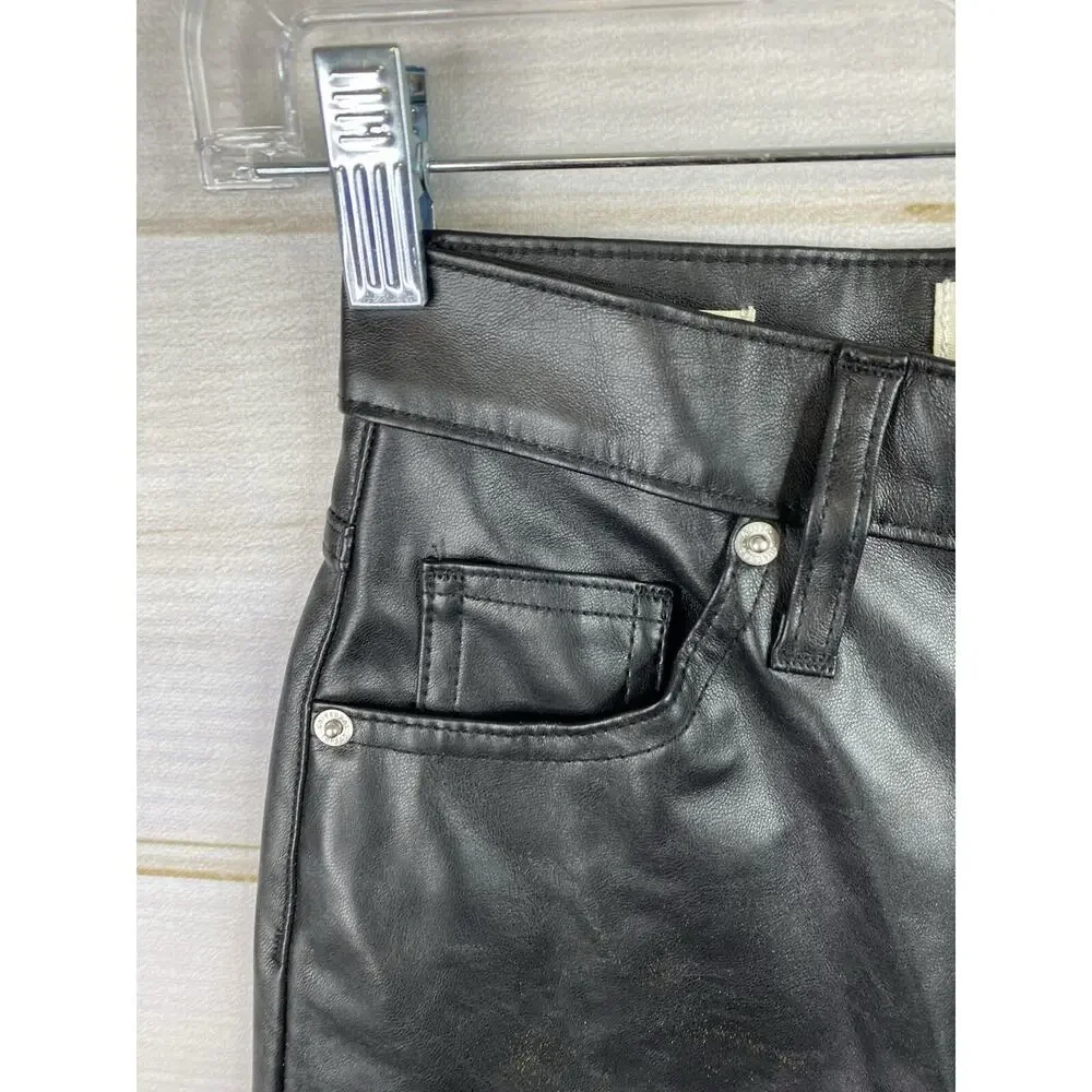 Universal Thread Jeans Womens 00L Black High-Rise Faux Leather 90's Straight NWT